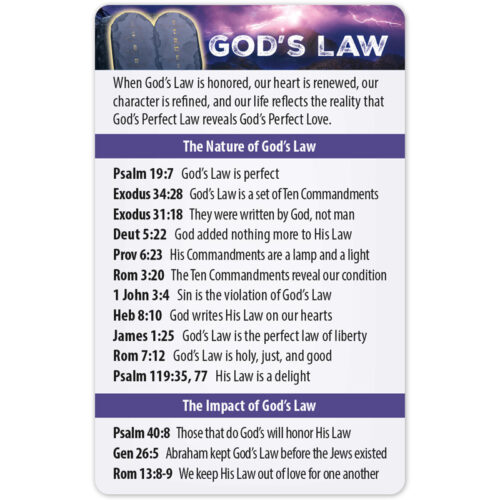 God's Law Bible Refernce Card